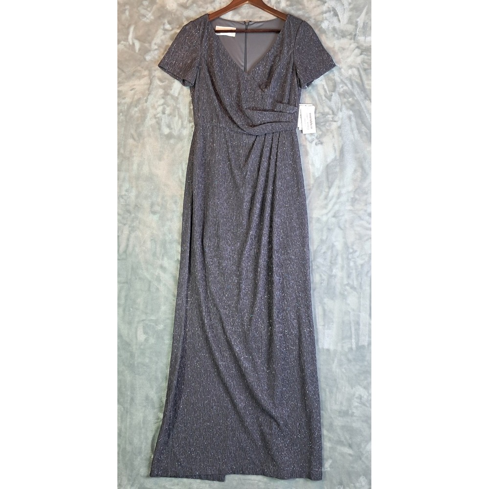 NWT Oleg Cassini Mother of the Bride Formal Gown Charcoal Glitter Shimmer 6